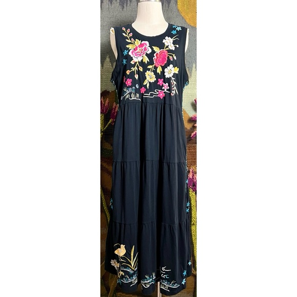 johnny was celina floral cotton tiered maxi dress Johnny Was Celina Maxi Dress 1X